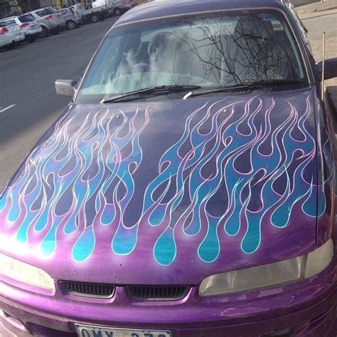 Purple Car with Blue Flames - Street Racing Style