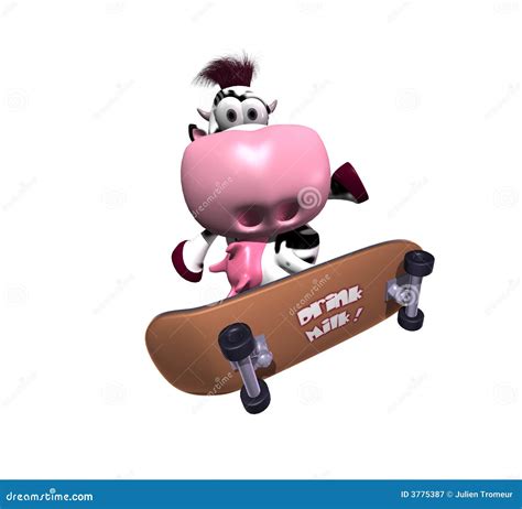 Cow On A Skateboard Stock Illustration Illustration Of Pastoral 3775387