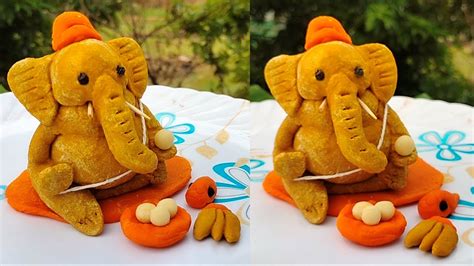 Making Of Ganesha Idol Using Maida And Turmeric How To Make Ganesha