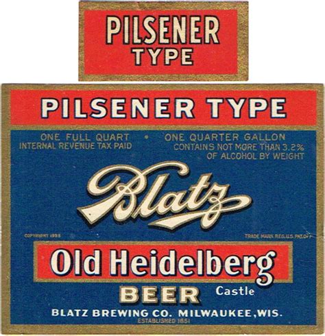 Item 90984 1938 Blatz Old Heidelberg Castle Beer Label Wi288 60