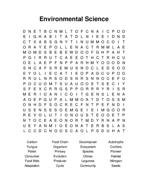 Environmental Science Word Search