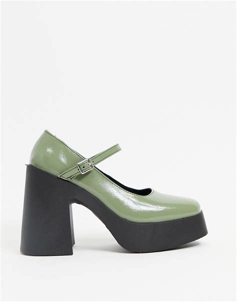 Asos Polar Chunky High Heeled Mary Jane In Green Lyst