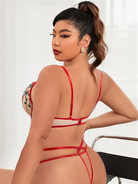 Shop Deep Love Sexy Red Lingerie Transparent Plus Size