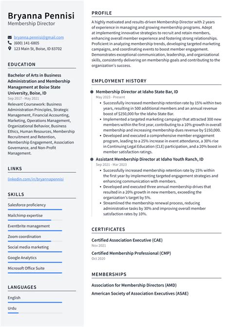 Membership Director Resume Examples and Templates