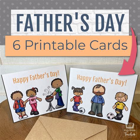 Father's Day Printable Cards with Bible Verses for Kids to Make, Set o