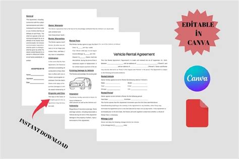 Car Rental Agreement Printable Vehicle Rental Agreement