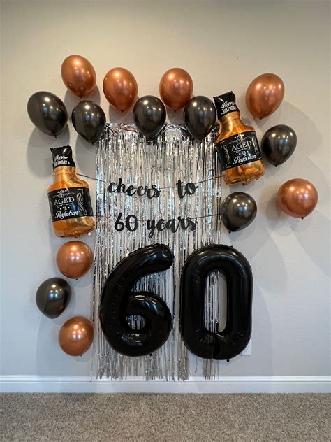 Cheers to 60 Years Birthday Decoration Set Whiskey Balloon 60th ...