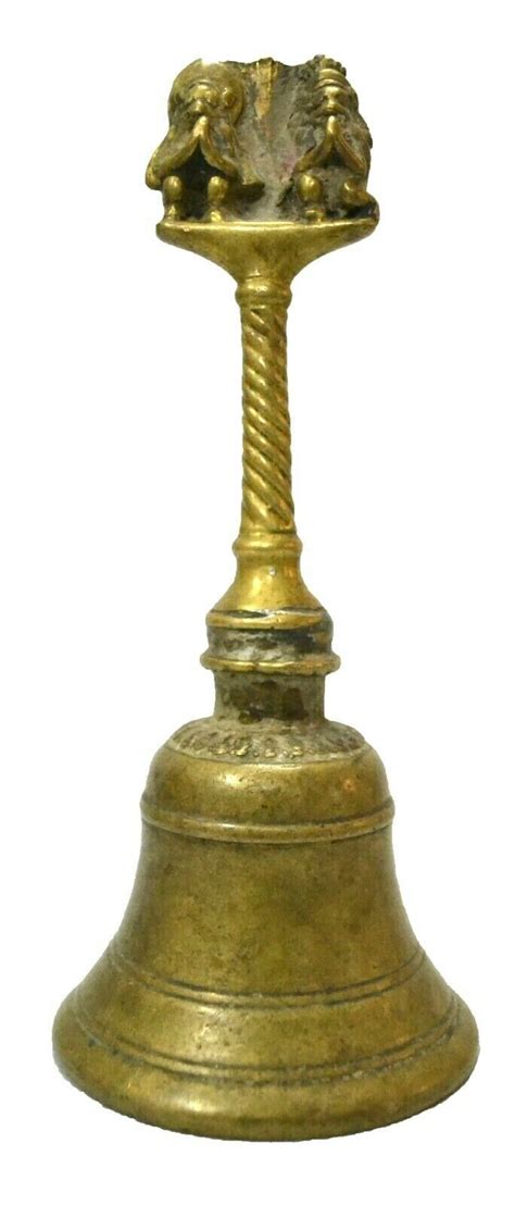 Vintage Brass Temple Bell Hand Bell Garuda Sculpture Top Old Collectible India Ebay Temple