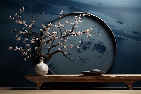 Premium Ai Image Minimalist Mural Of A Zen Garden From The Heian Period