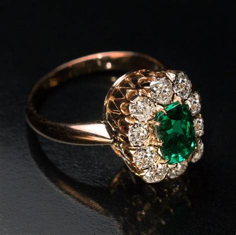 Antique Colombian Emerald and Diamond Engagement Ring at 1stDibs ...