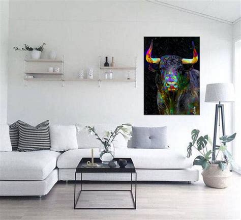 Toro N On Bull Mix Media On Panel X Cm Peinture Par L Roche