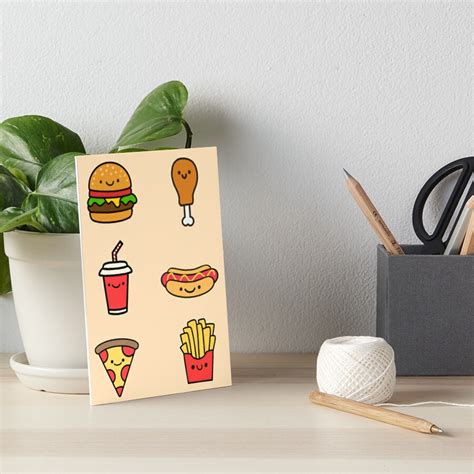 Cute Kawaii Fast Food Stickers Doodles Stickerpack Art Board Print