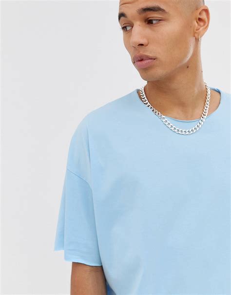 Urban Look Latest Trends Oversized Trending Neck Blue T Shirt