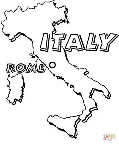 Coloriage Carte d Italie avec rome pour capitale Coloriages à