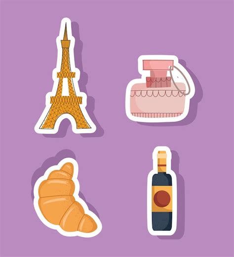 Premium Vector France Stickers Set