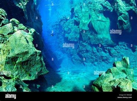 Scuba Diving In Silfra Fissure Thingvellir National Park Iceland