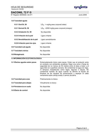 Daconil F Hoja De Seguridad Pdf