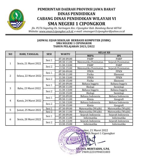 Pembagian Ruang Dan Jadwal Ujian Sekolah Berbasis Komputer Tahun