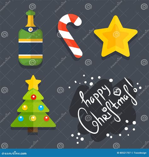 Set Of Christmas Icons In Flat Style Stock Vector Illustration Of