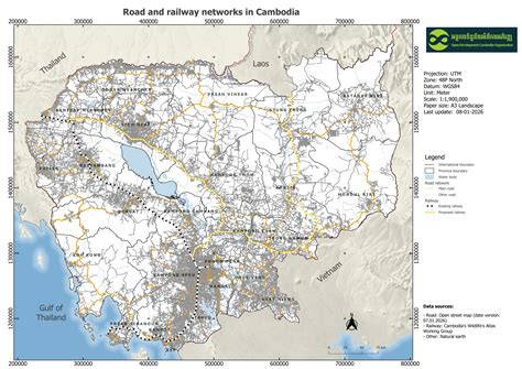Road and railway networks in Cambodia (2012 & 2026) - Dataset OD Mekong