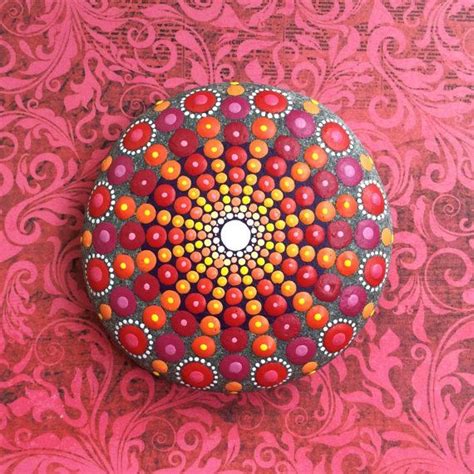 Jewel Drop Mandala Painted Stone Sea Urchin Summer Fizz Etsy Stenen