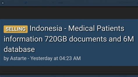 Dugaan Kebocoran Data Rumah Sakit Ungkap Data Medis Yang Dilaporkan Ke