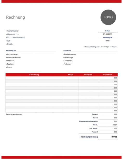 Rechnungsvorlagen Für Word Kostenlos