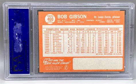 Topps Bob Gibson Hof St Louis Cardinals Psa Nm Mt Ebay