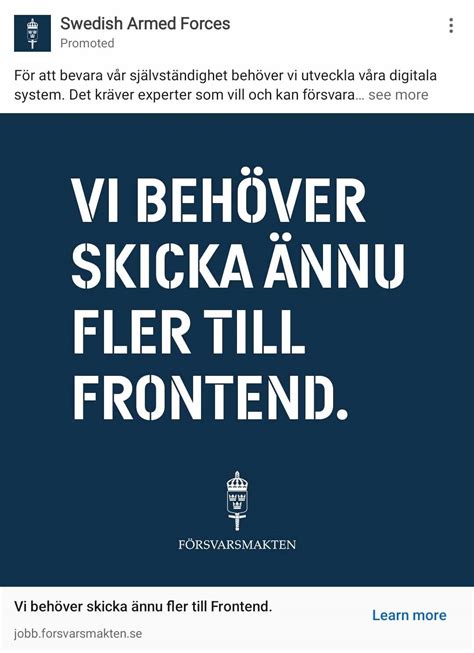 F Rsvarsmakten Har Nog Rets B Sta Annons F R Utvecklare R Sweden