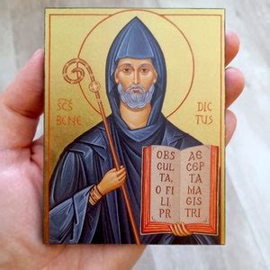 Saint Benedict Icon Of Nursia Handmade Catholic Icon Of St Benedict