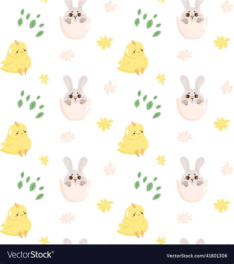 Concept Cute Easter Bunny Seamless Pattern Spring Vector Image