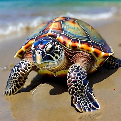 Tartaruga marinha de todas as cores na costa da praia dos fundos ai ...