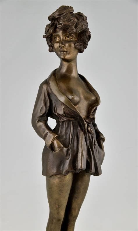 Art Deco Erotic Bronze Nude In Dressing Gown Deconamic