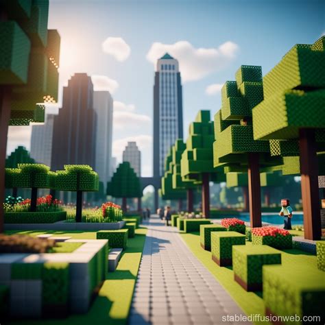 A Modern Minecraft City Park Design | Stable Diffusion Online