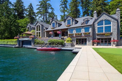 Magnificent Lakefront Mansion With Private Boat Dock