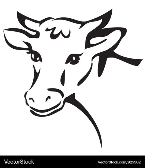 Smiling cow portrait sketch Royalty Free Vector Image