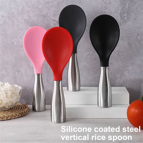 Nibolog Standing Design Round Edge Rice Spoon Stainless Steel Sturdy