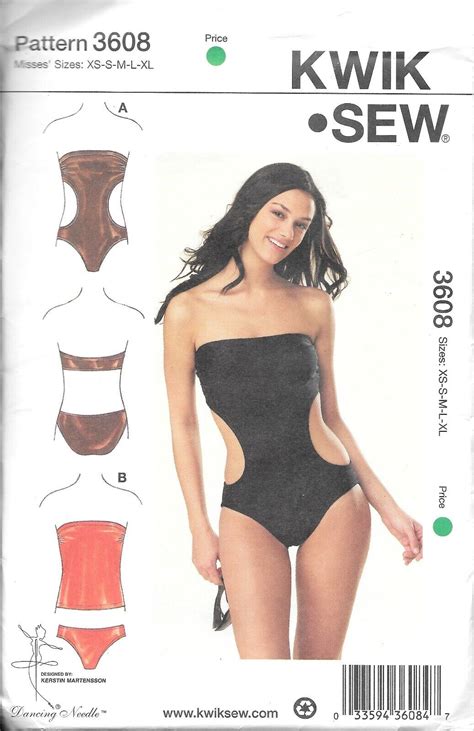 Uncut Kwik Sew Sewing Pattern 3608 Misses Swimsuits Sizes XS S M L