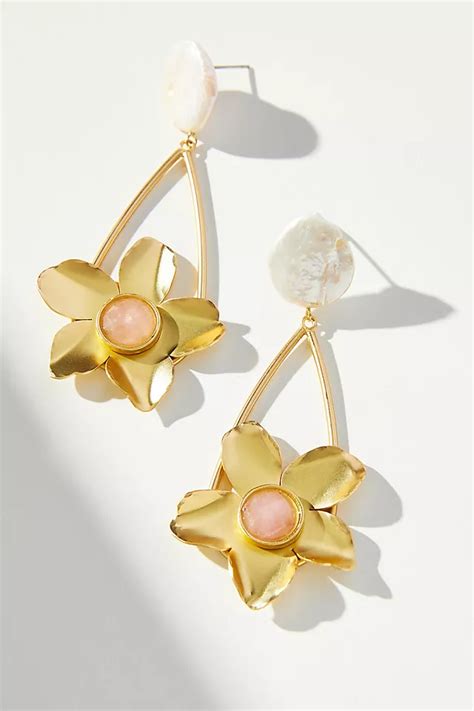 Floral Pearl Drop Earrings Anthropologie