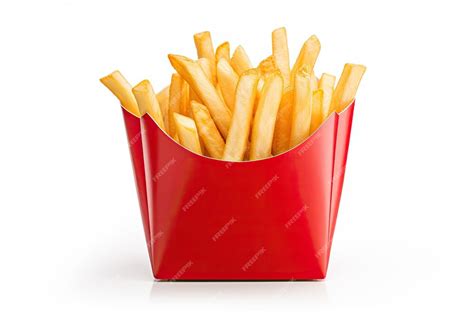 Premium Ai Image Red Fry Box Isolated On White Background With French