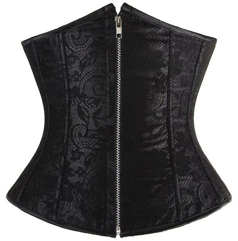 Black Lace Zip Front Underbust Corset S~xxl Under The Bust Corsets