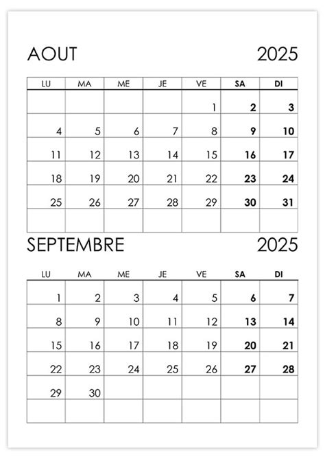 Calendrier Ao T Septembre Calendrier Su