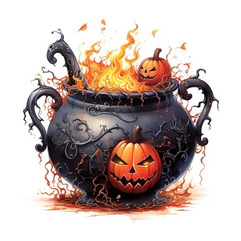 Premium AI Image Halloween Cauldron On White Background