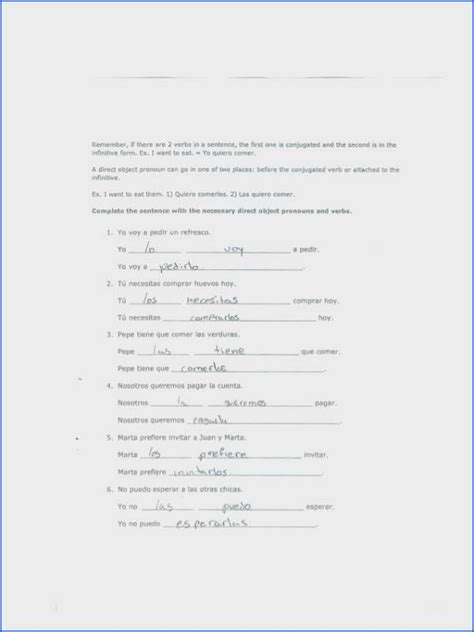 Gramatica C Indirect Object Pronouns Answer Key Gramatica A