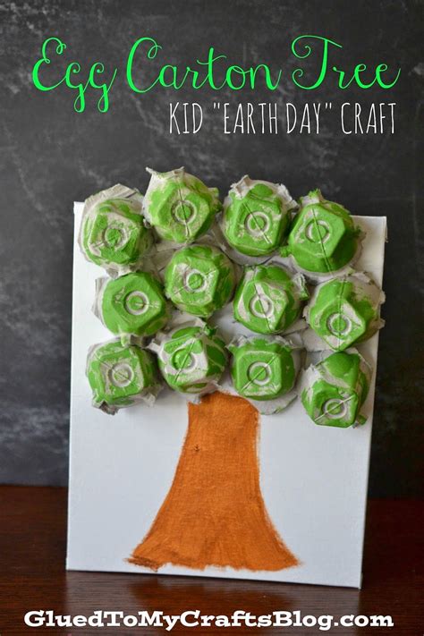 Recycled Egg Carton Tree Canvas Earth Day Crafts Earth Day Projects