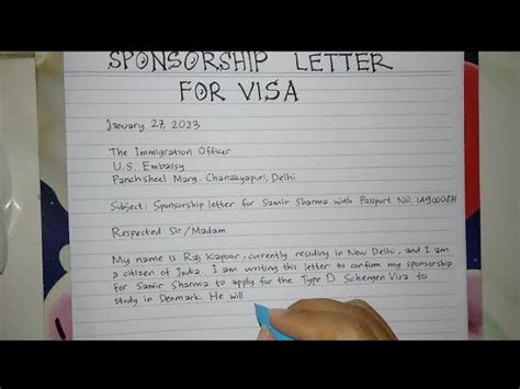 Sponsorship Letter