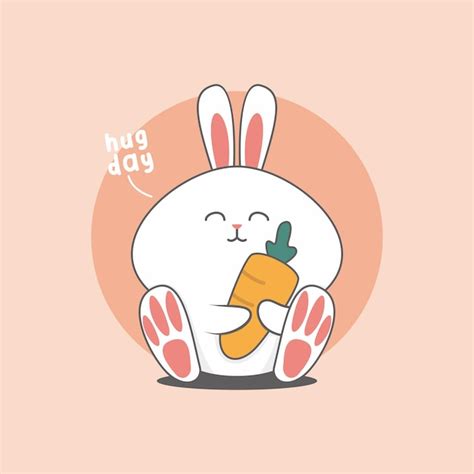 Premium Vector | Cute bunny hug his carrot cartoon design