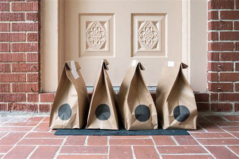 Food Groceries Delivered At The Front Door Stock Photo Download Image