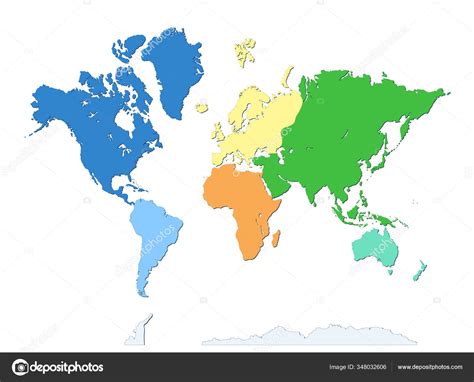 Mapa Del Mundo Con Ant Rtida Siete Continentes Cada Continente Color