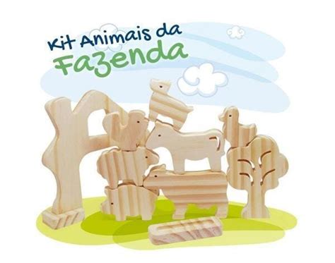 Brinquedo De Madeira Kit Animais Da Fazenda Da Pachu P